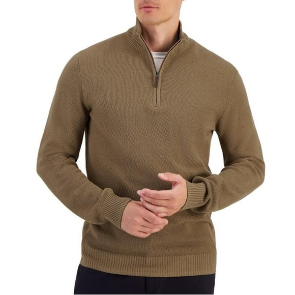Mens Club Room Textured 1/4 Zip Pullover Sweater S NWT -B1 100% Cotton - Picture 1 of 8